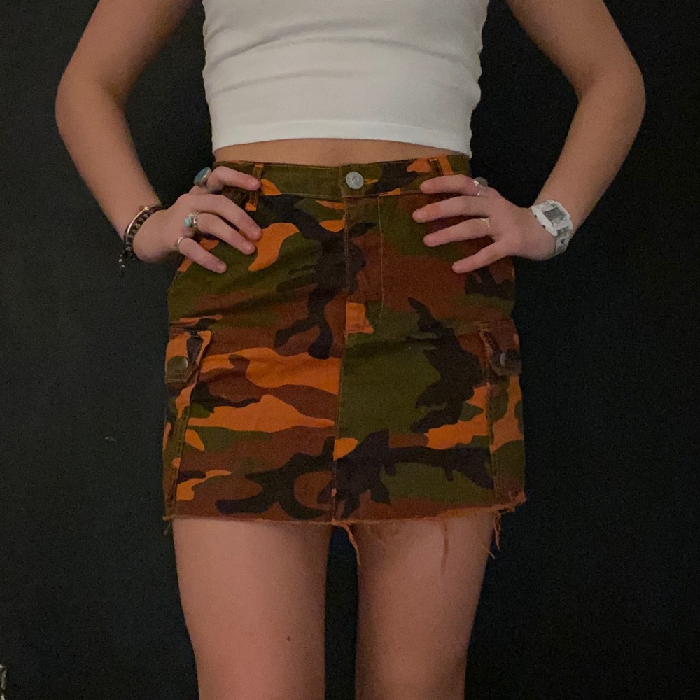 Urban outfitters orange camo skirt